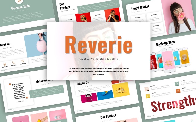 Modello PowerPoint di presentazione creativa Reverie