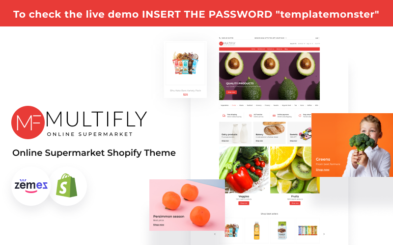 Multifly - Шаблон сайта интернет-супермаркета Shopify Тема