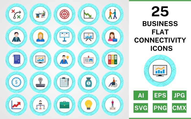 Набор иконок 25 Business Flat Connectivity