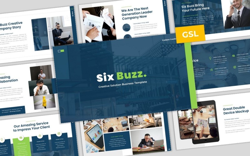 Six Buzz - креативный бизнес-шаблон Google Slides