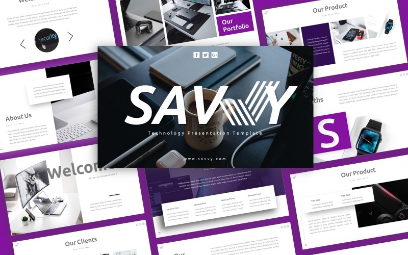 Szablon prezentacji technologii Savvy Technology PowerPoint