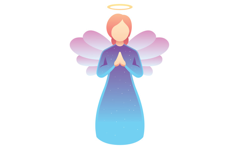Download Иллюстрация "Angel Praying on White - Illustration" / Angel Praying on White - Illustration - Иллюстрация на тему графика angel,pray,praying,stylized,angelic,religion,christian,christianity,christmas,faith,love,female,woman,girl,star,wing,robe,spirituality,simple,abstract