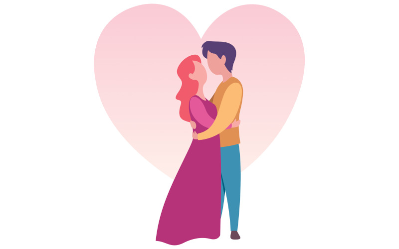 Download Иллюстрация "Couple in Love - Illustration" / Couple in Love - Illustration - Иллюстрация на тему графика young,couple,family,husband,wife,spouse,man,woman,marriage,married,flat design,flat,design,character,cartoon,cover,background,love,romantic,romance