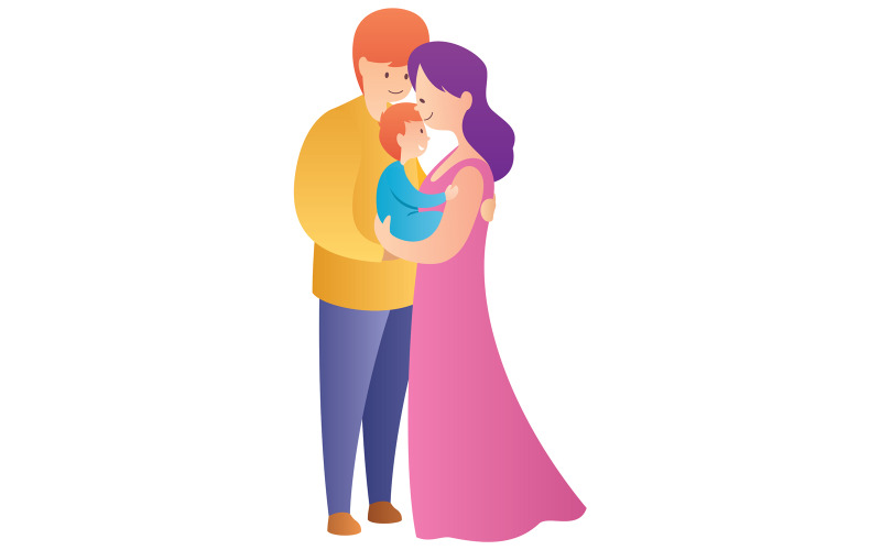 Famiglia su bianco - illustrazione