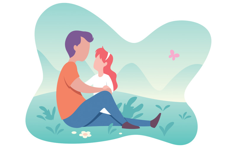 Download Иллюстрация "Father and Daughter - Illustration" / Father and Daughter - Illustration - Иллюстрация на тему графика father,dad,daddy,daughter,child,little,girl,parent,fathers day,best dad,man,playing,day,kid,adorable,family,love,loving,affection,care