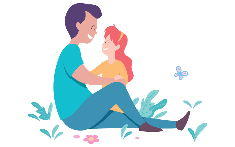 Download Иллюстрация "Father and Daughter on White - Illustration" / Father and Daughter on White - Illustration - Иллюстрация на тему графика father,dad,daddy,daughter,child,little,girl,parent,fathers day,best dad,man,playing,day,kid,adorable,family,love,loving,affection,care