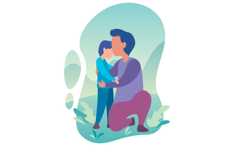 Download Иллюстрация "Father and Son - Illustration" / Father and Son - Illustration - Иллюстрация на тему графика father,dad,daddy,son,child,little,boy,parent,kid,family,fathers day,best dad,man,character,young,parenting,playing,day,adorable,love