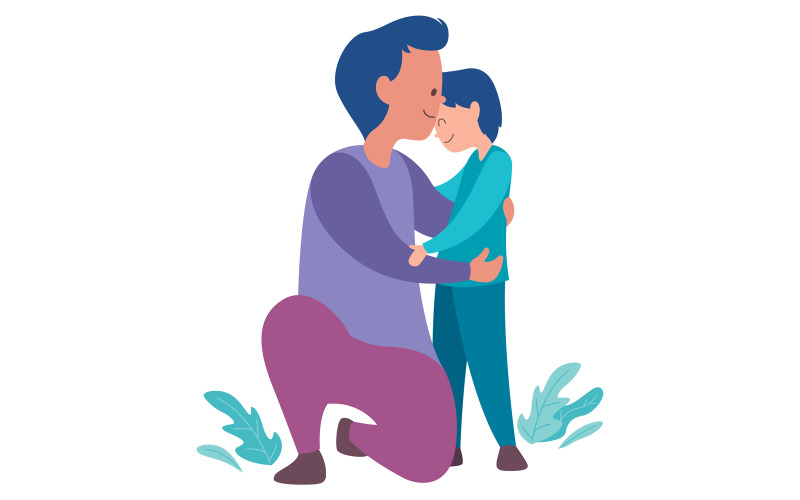 Download Иллюстрация "Father and Son on White - Illustration" / Father and Son on White - Illustration - Иллюстрация на тему графика father,dad,daddy,son,child,little,boy,parent,kid,family,fathers day,best dad,man,character,young,parenting,playing,day,adorable,love