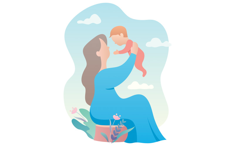 Download Иллюстрация "Grandmother and Baby - Illustration" / Grandmother and Baby - Illustration - Иллюстрация на тему графика grandmother,granny,grandma,grandchild,grandchildren,grandson,granddaughter,little,child,children,baby,boy,girl,holding,lifting,love,loving,care