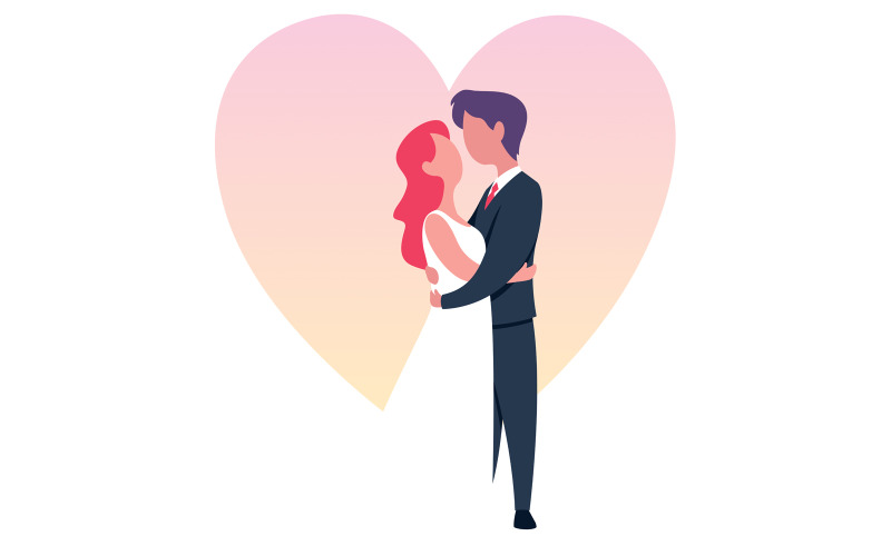 Download Иллюстрация "Groom and Bride - Illustration" / Groom and Bride - Illustration - Иллюстрация на тему графика wedding,ceremony,groom,bride,young,couple,family,husband,wife,spouse,man,woman,marriage,married,flat design,flat,design,character,cartoon,invitation