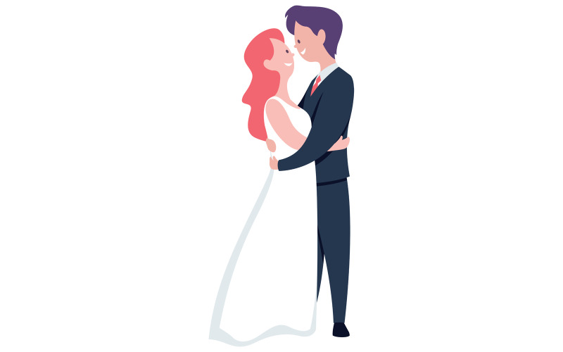 Download Иллюстрация "Groom and Bride on White - Illustration" / Groom and Bride on White - Illustration - Иллюстрация на тему графика wedding,ceremony,groom,bride,young,couple,family,husband,wife,spouse,man,woman,marriage,married,flat design,flat,design,character,cartoon,invitation