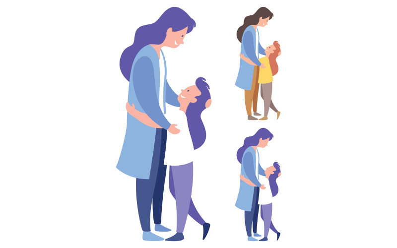 Madre e figlia su bianco - illustrazione