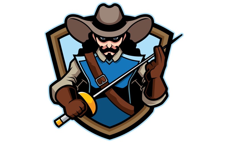 Download Иллюстрация "Musketeer Mascot - Illustration" / Musketeer Mascot - Illustration - Иллюстрация на тему графика musketeer,the three musketeers,warrior,soldier,army,european,french,order,christian,holly,chivalry,royalty,nobility,majesty,royal,portrait,armor,armament