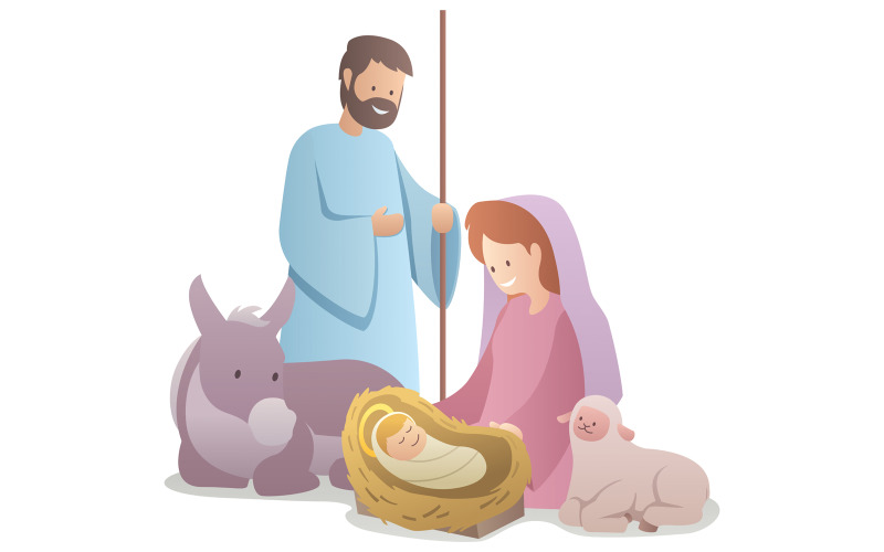 Download Иллюстрация "Nativity Scene on White - Illustration" / Nativity Scene on White - Illustration - Иллюстрация на тему графика nativity,scene,manger,crib,christmas,jesus,christ,mary,virgin,joseph,mother,father,saint,bethlehem,family,birth,baby,boy,child,son