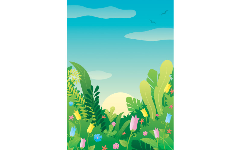 Download Иллюстрация "Nature Background Summer - Illustration" / Nature Background Summer - Illustration - Иллюстрация на тему графика nature,natural,garden,flower,floral,flora,forest,grass,background,frame,border,green,leaf,leaves,meadow,park,scenery,foliage,design,element