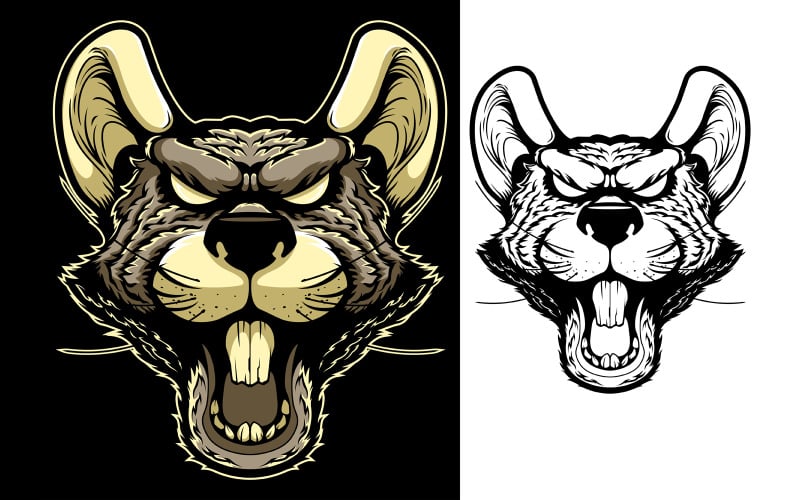 Download Иллюстрация "Rat Mascot Head - Illustration" / Rat Mascot Head - Illustration - Иллюстрация на тему графика rat,mouse,head,evil,angry,dangerous,ugly,rodent,animal,mammal,wild,furious,horror,scary,hipster,creature,scream,fury,monster,mascot