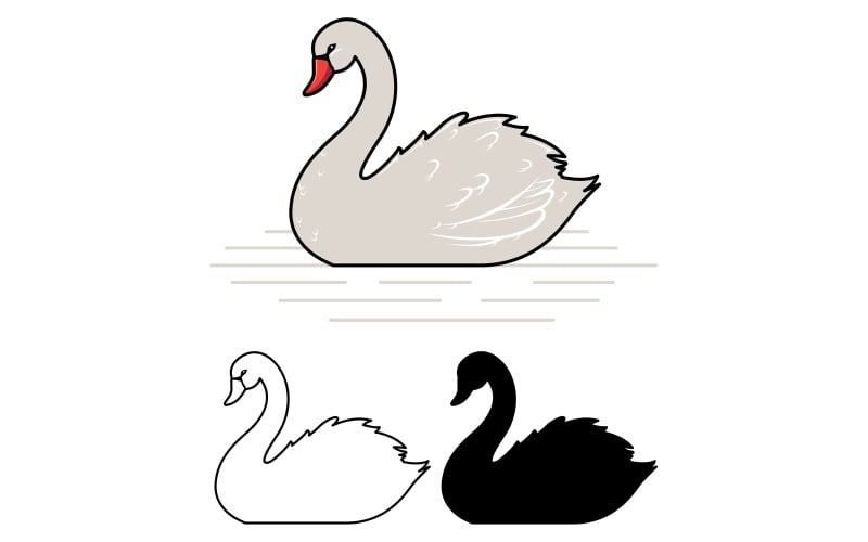 Download Иллюстрация "Swan Mascot - Illustration" / Swan Mascot - Illustration - Иллюстрация на тему графика swan,white,bird,isolated,symbol,vector,illustration,mascot,design,on white,background