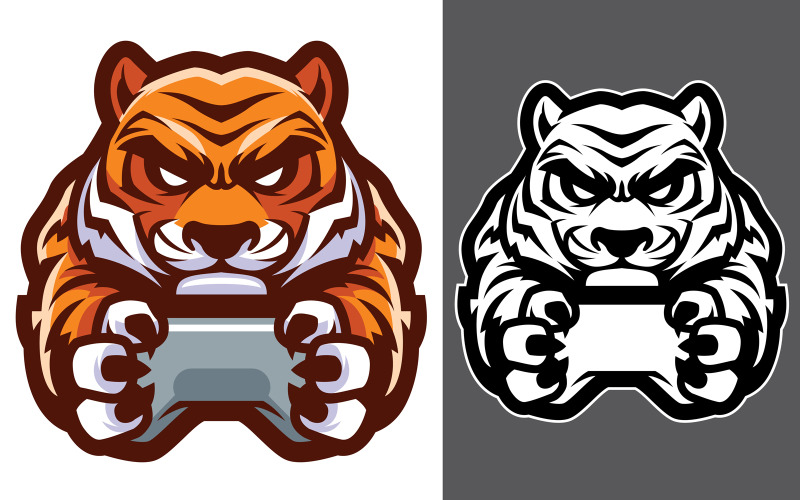 Download Иллюстрация "Tiger Gamer Mascot - Illustration" / Tiger Gamer Mascot - Illustration - Иллюстрация на тему графика mascot,tiger,gamer,gaming,game,video,video games,video game,esport,sport,team,animal,symbol,sign,logo,playing,controller,joystick,holding,tournament