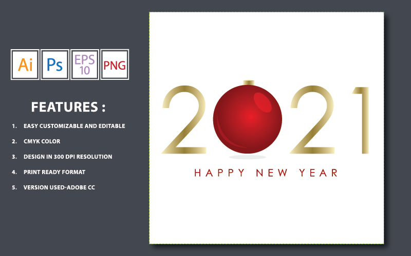 Bonne année Design de couleur or et rouge - Illustration