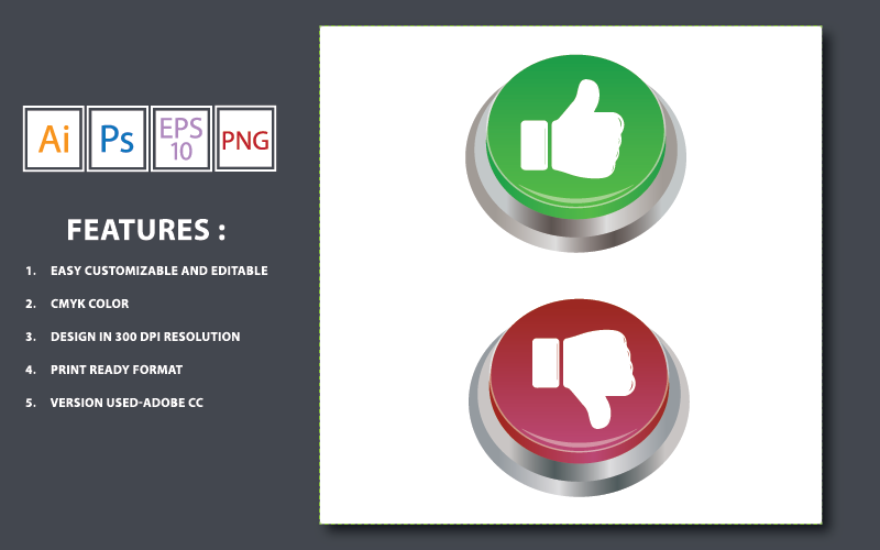 Duim omhoog en omlaag knop Vector Design - illustratie