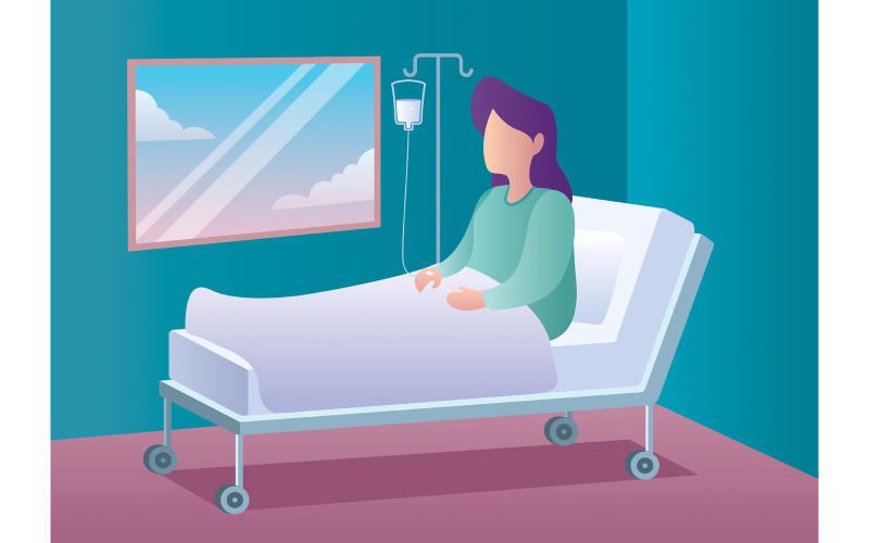 Frau im Krankenhaus - Illustration