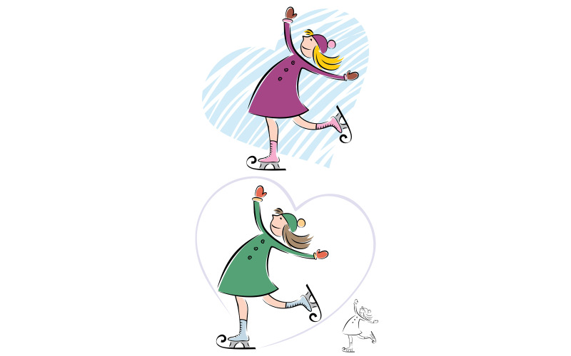 Download Иллюстрация "Ice Skating Girl - Illustration" / Ice Skating Girl - Illustration - Иллюстрация на тему графика ice skating,ice skate,figure skating,gliding,sliding,glide,girl,ice,winter,winter sport,love,heart,heart shape,hobbies,sport,cold,cartoon,illustration,vector,clip art