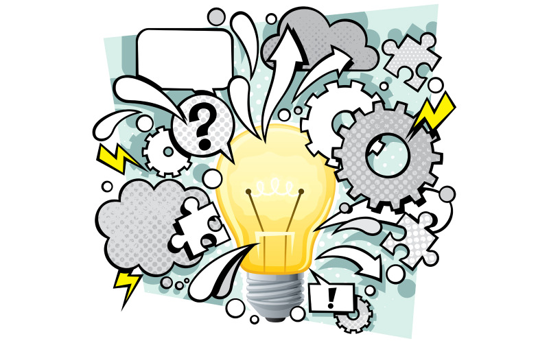 Download Иллюстрация "Idea - Illustration" / Idea - Illustration - Иллюстрация на тему графика concept,conceptual,idea,inspiration,brainstorming,brainstorm,vision,innovation,invention,invent,business,plan,success,symbol,lightbulb,light,bulb,graphic,finance,technology