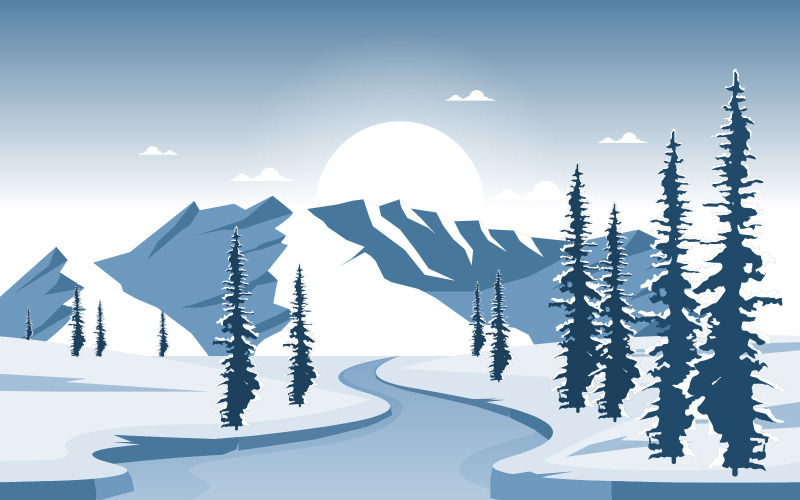 Inverno Frozen River - Illustrazione