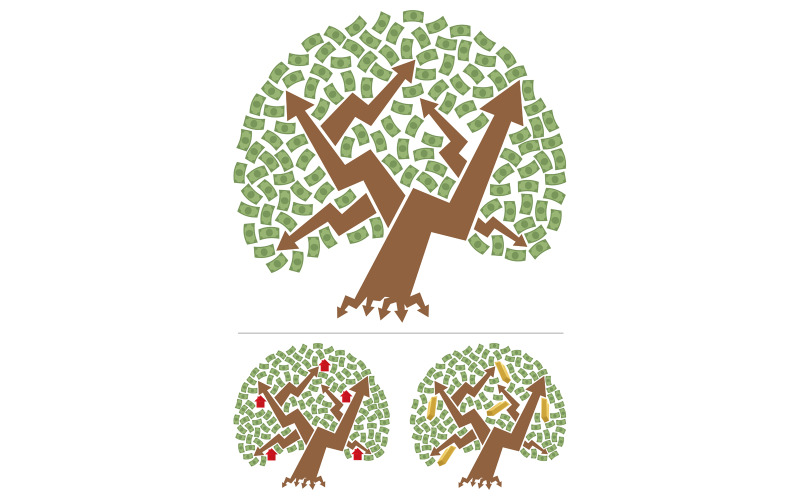 Download Иллюстрация "Investments Tree - Illustration" / Investments Tree - Illustration - Иллюстрация на тему графика money,tree,investments,investing,portfolio,abstract,currency,dollars,euro,arrow,gold,real estate,concept,business,stock exchange,income,passive,dividends,finance