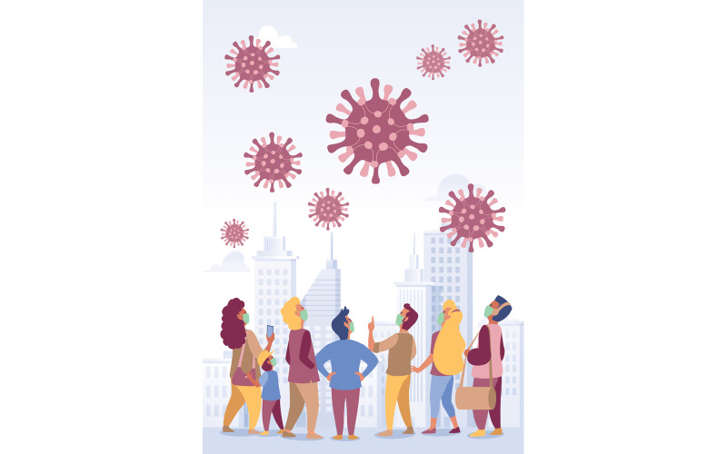 Download Иллюстрация "Pandemic - Illustration" / Pandemic - Illustration - Иллюстрация на тему графика epidemic,pandemic,corona virus,corona,virus,covid 19,covid19,flu,disease,illness,microbiology,biological warfare,germ,germ warfare,infection