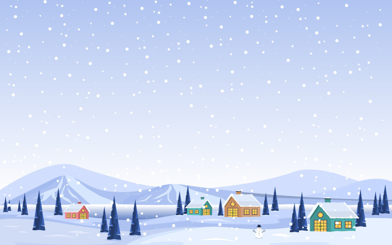 Paysage de neige d'hiver - Illustration