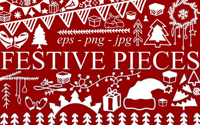Peças festivas de Natal 156 s em eps, jpg, png - ilustração