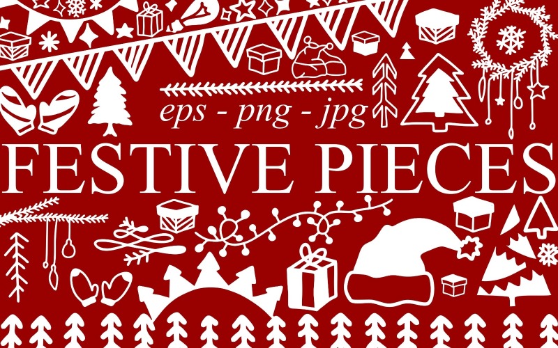 Piezas festivas navideñas 156 s en eps, jpg, png - Ilustración