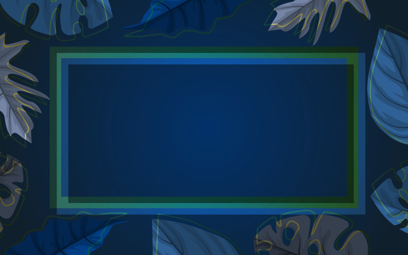 Download Иллюстрация "Rectangle Blue Plant - Illustration" / Rectangle Blue Plant - Illustration - Иллюстрация на тему графика rectangle,blue,tropical,plant,summer,leaf,border,frame,background,vector,illustration,trendy,wedding,party,floral,design,nature,botanical,leaves,invitation