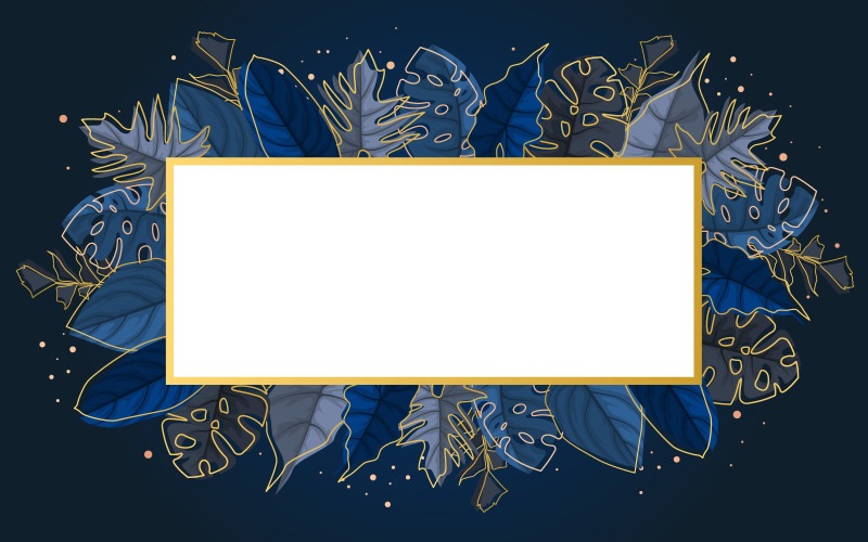 Download Иллюстрация "Rectangle Blue Tropical - Illustration" / Rectangle Blue Tropical - Illustration - Иллюстрация на тему графика rectangle,blue,tropical,plant,summer,leaf,border,frame,background,vector,illustration,trendy,wedding,party,floral,design,nature,botanical,leaves,invitation