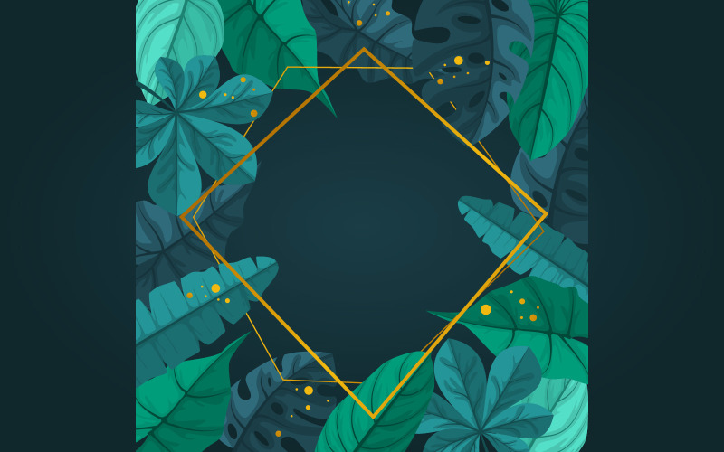 Download Иллюстрация "Rectangular Green Plant - Illustration" / Rectangular Green Plant - Illustration - Иллюстрация на тему графика rectangular,green,tropical,plant,summer,leaf,border,frame,background,vector,illustration,trendy,wedding,party,floral,design,nature,botanical,leaves,invitation