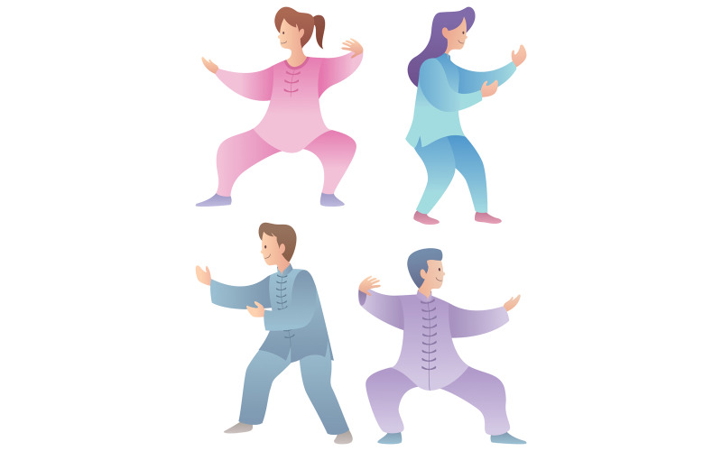 Set di caratteri Qigong - illustrazione