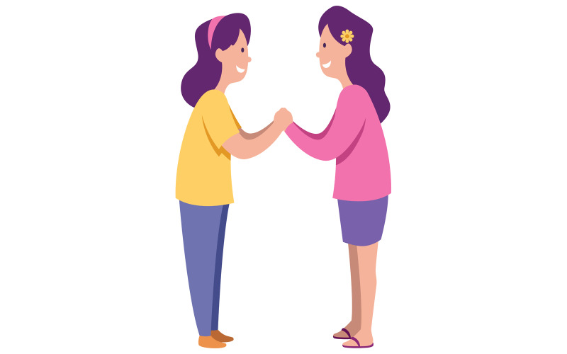 Download Иллюстрация "Sisters on White - Illustration" / Sisters on White - Illustration - Иллюстрация на тему графика sister,sisters,sibling,sisterhood,girl,daughter,female,bond,best friend,friend,friendship,concept,people,family,loving,love,holding hands,relationship,relatives