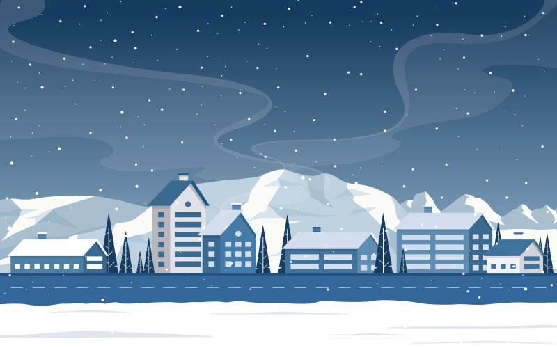 Сніг Соснове місто - ілюстрація