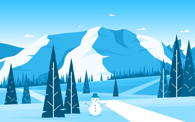 Snow Pine Landscape - ilustrace
