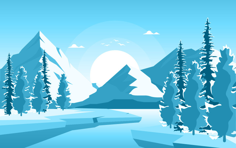 Winter Frozen Lake - Illustratie