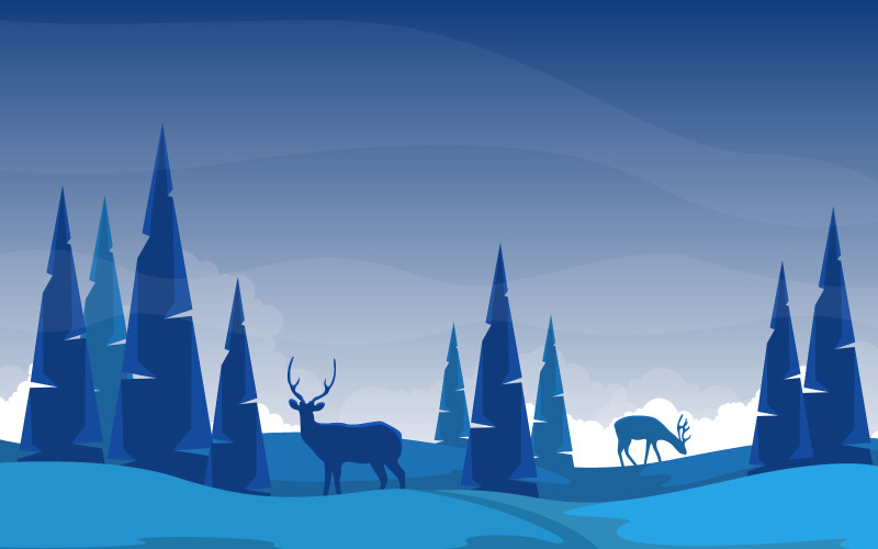 Winter Mountain Deer - Illustration