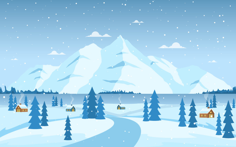 Winter Mountain Street - Illustration