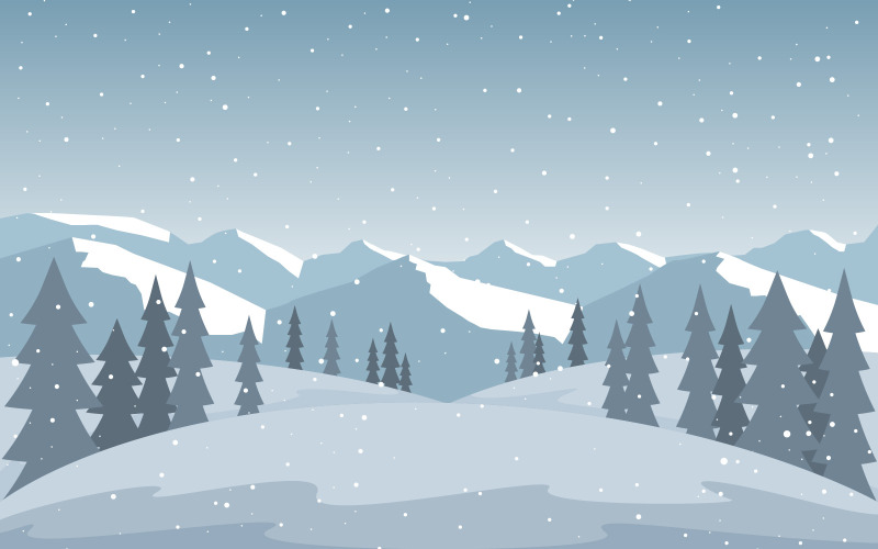 Winter Schneefall Berg - Illustration