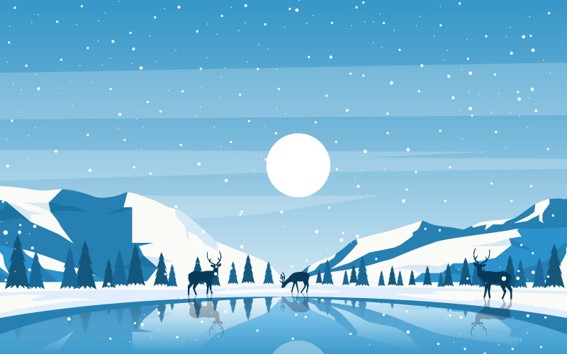 Winter Snow Landscape - Illustration