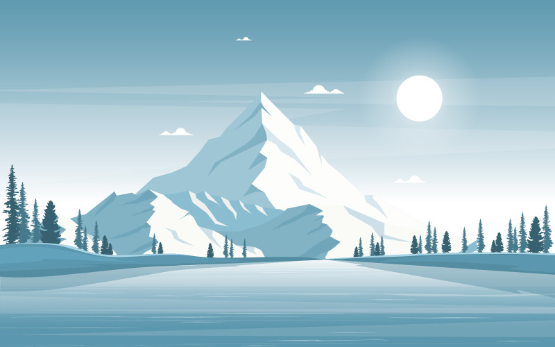 Zimní borovice sněhová - ilustrace