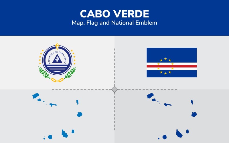 Cabo Verde Karte, Flagge und nationales Emblem - Illustration