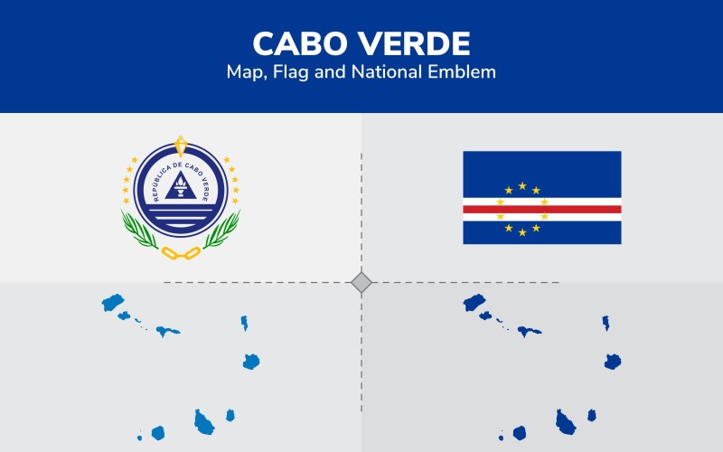 Download Иллюстрация "Cabo Verde Map, Flag and National Emblem - Illustration" / Cabo Verde Map, Flag and National Emblem - Illustration - Иллюстрация на тему графика continents,countries,map,political map,traveling,vector,emblem,national,flag,coat,arms,country,symbol,nations,state,sign,nation,badge,symbolic object,europe