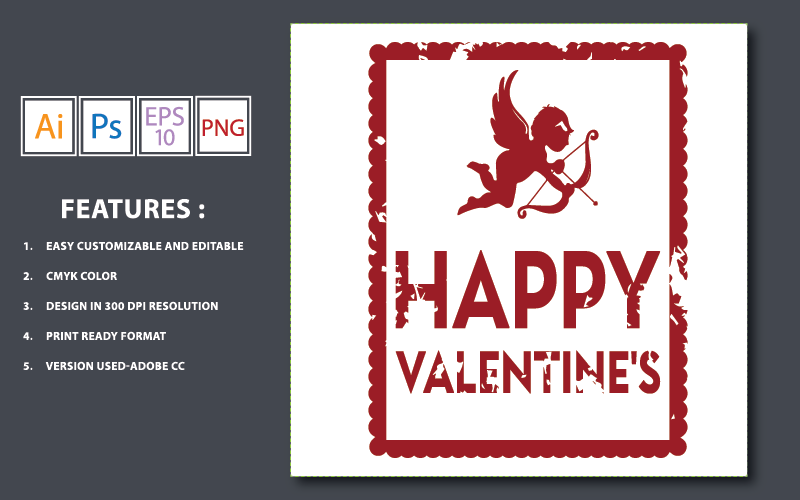 Grunge Happy Valentine s Andílek Vektorová Design - ilustrace