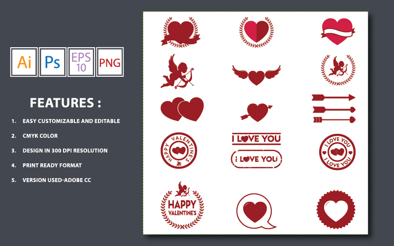 Download Иллюстрация "Love Romance Vector Elements Set - Illustration" / Love Romance Vector Elements Set - Illustration - Иллюстрация на тему графика valentine,set,art,wedding,vector,design,romantic,holiday,love,vintage,heart,collection,element,decoration,romance,line,floral,spring,sketch,illustration